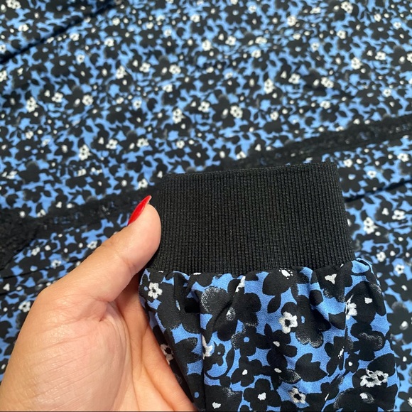 Bella Kim gravel blue floral peasant sleeve L - Picture 4 of 9